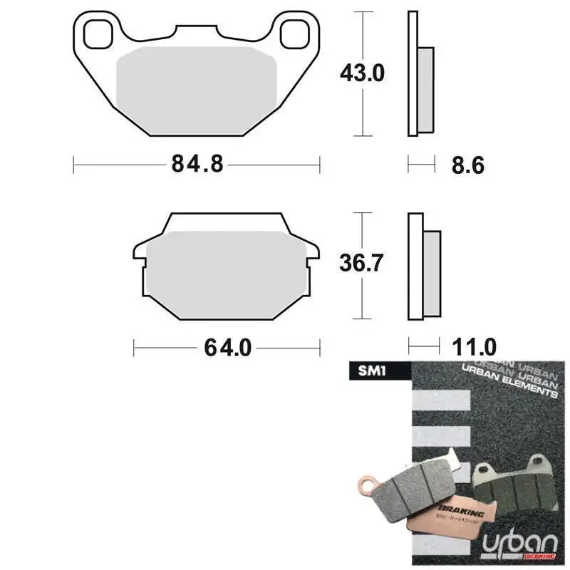 Pastiglie freno anteriori Braking per kymco like 4t (rear drum model) 50 2009 - Mescola SM1 semi-metallica 869SM1