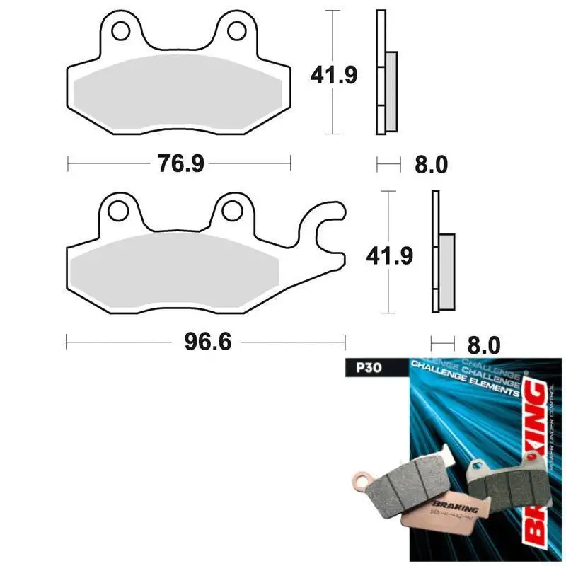 Pastiglie freno anteriori Braking per Suzuki Burgman 125 2014 - Mescola P30 sinterizzata scooter P30725 (Pinza destra)