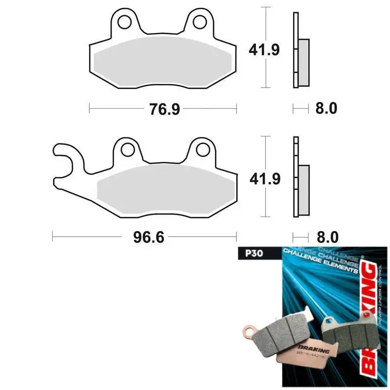 Pastiglie freno anteriori Braking per Suzuki Burgman 400 06-15 - Mescola P30 sinterizzata scooter P30696 (Pinza sinistra)