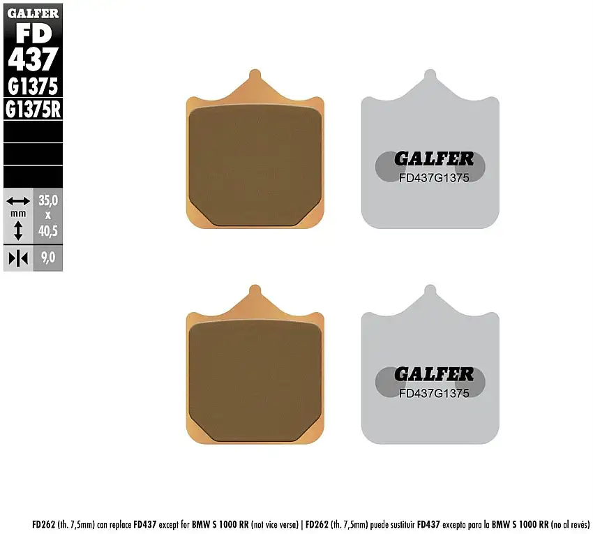 Pastiglie freno anteriori Galfer per BMW S 1000 R Cerchi Forgiati 17-23 - Mescola G1375 sinterizzata sport FD437G1375