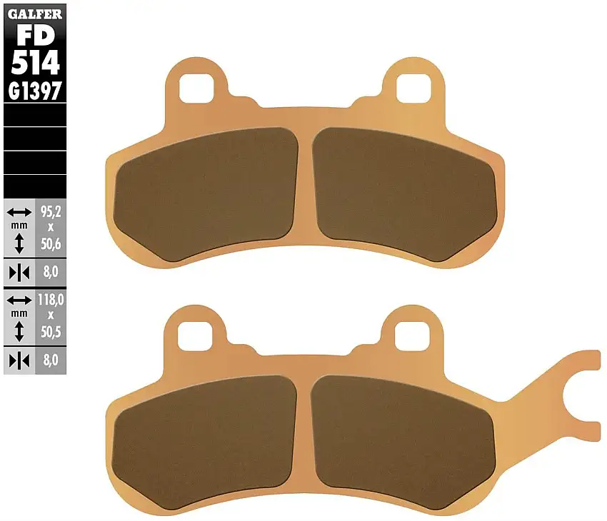 Pastiglie freno anteriori Galfer per can-am defender dps izq/left 800 2016 - Mescola G1397 sinterizzata offroad FD514G1397