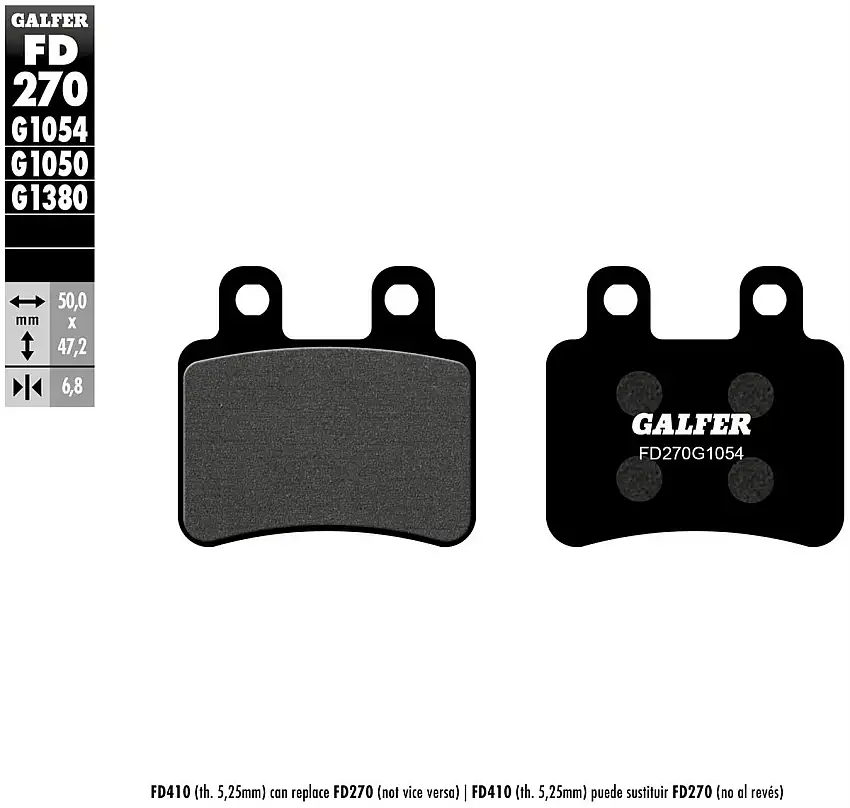 Pastiglie freno anteriori Galfer per derbi rambla 50 2006 - Mescola G1054 semimetallica FD270G1054