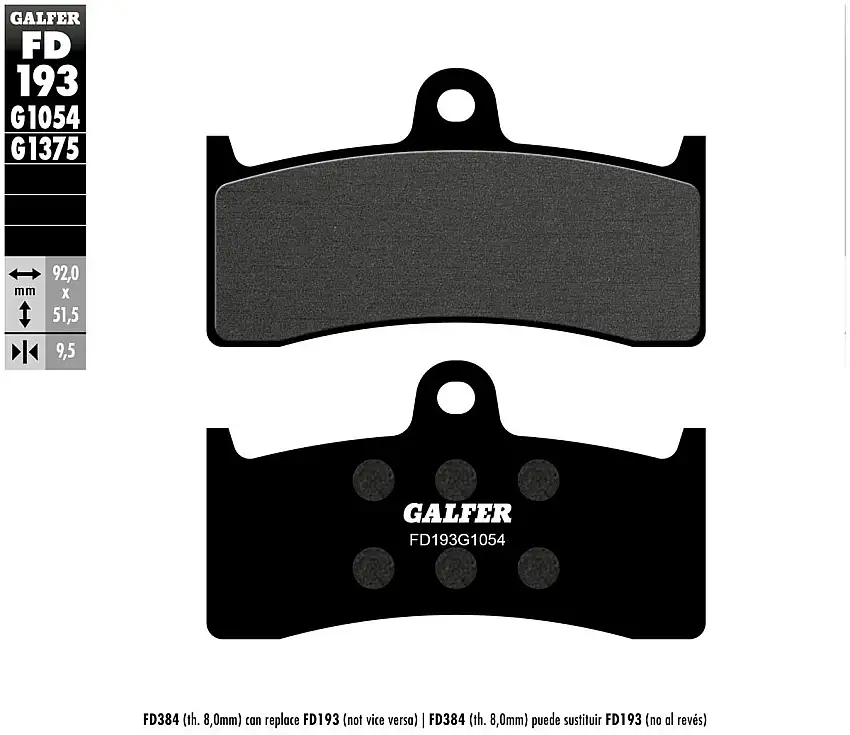 Pastiglie freno anteriori Galfer per Honda CB 1300 98-00 - Mescola G1054 semimetallica FD193G1054