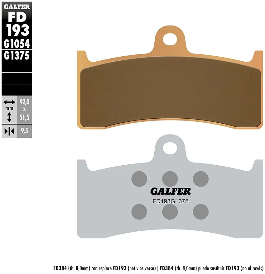 Pastiglie freno anteriori Galfer per Honda CB 1300 98-00 - Mescola G1375 sinterizzata sport FD193G1375