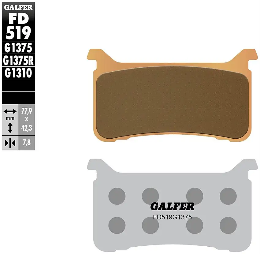 Pastiglie freno anteriori Galfer per Honda Hornet 1000 2024 - Mescola G1375 sinterizzata sport FD519G1375