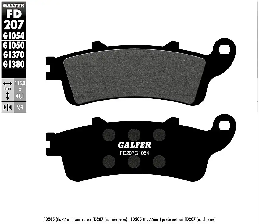 Pastiglie freno anteriori Galfer per Honda Pantheon 150 98-03 - Mescola G1054 semimetallica FD207G1054