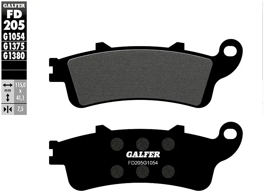 Pastiglie freno anteriori Galfer per Honda VFR 800 98-00 - Mescola G1054 semimetallica FD205G1054
