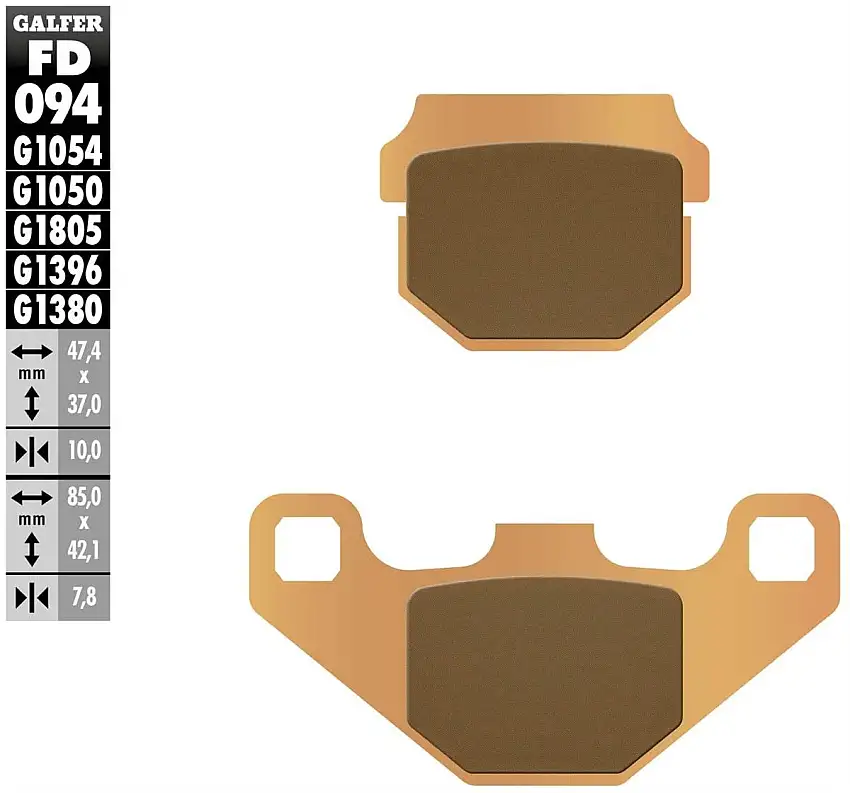 Pastiglie freno anteriori Galfer per hyosung super cab plus 50 1998 - Mescola G1396 sinterizzata offroad FD094G1396
