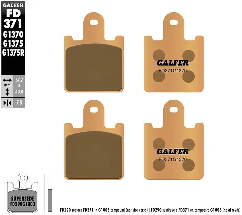 Pastiglie freno anteriori Galfer per Kawasaki GTR 1400 07-10 - Mescola G1370 sinterizzata strada FD371G1370