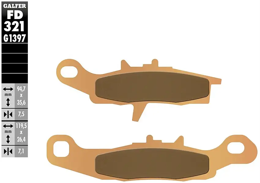 Pastiglie freno anteriori Galfer per kawasaki kvf 650 brute force 4x4 izq. 2005 - Mescola G1397 sinterizzata offroad FD321G1397