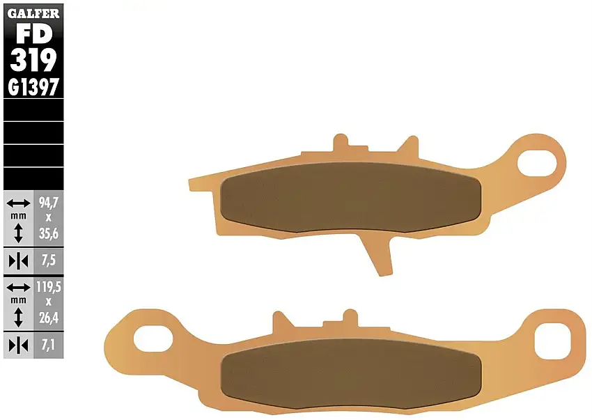 Pastiglie freno anteriori Galfer per kawasaki kvf 700 izq d1 2005 - Mescola G1397 sinterizzata offroad FD319G1397