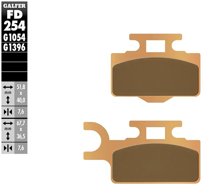 Pastiglie freno anteriori Galfer per Kawasaki KX 65 00-23 - Mescola G1396 sinterizzata offroad FD254G1396