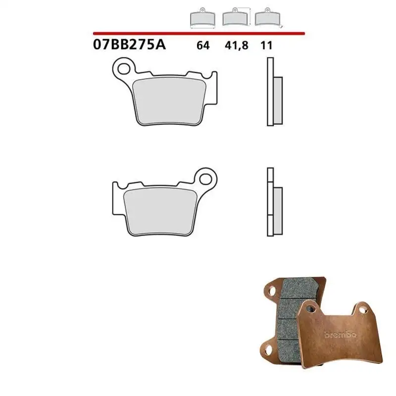 Pastiglie freno posteriori Brembo per ktm exc-r six days 530 2008 - Mescola primo equipaggiamento SINTERIZZATA 07BB275A