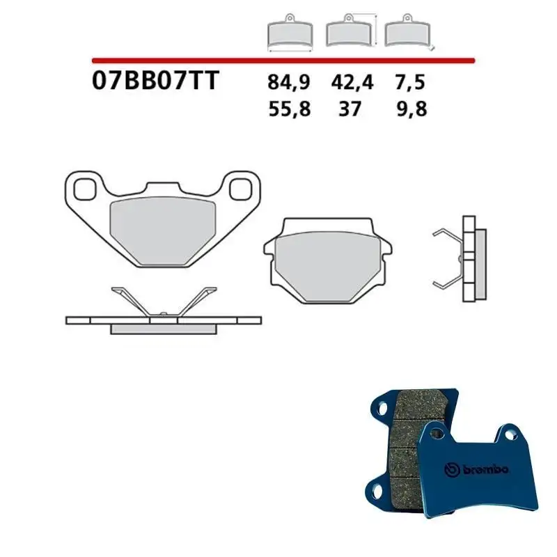 Pastiglie freno posteriori Brembo per KTM GS 125 91-93 - Mescola TT Carbon Ceramica Semimetallica 07BB07TT