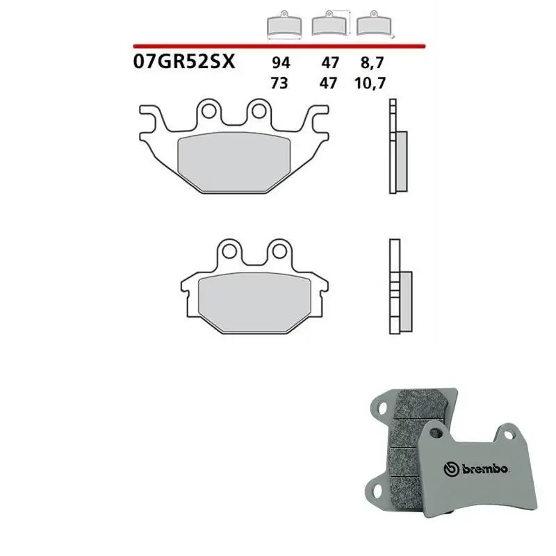 Pastiglie freno posteriori Brembo per kymco mxu r 250 12-13 - Mescola SX sinterizzata 07GR52SX