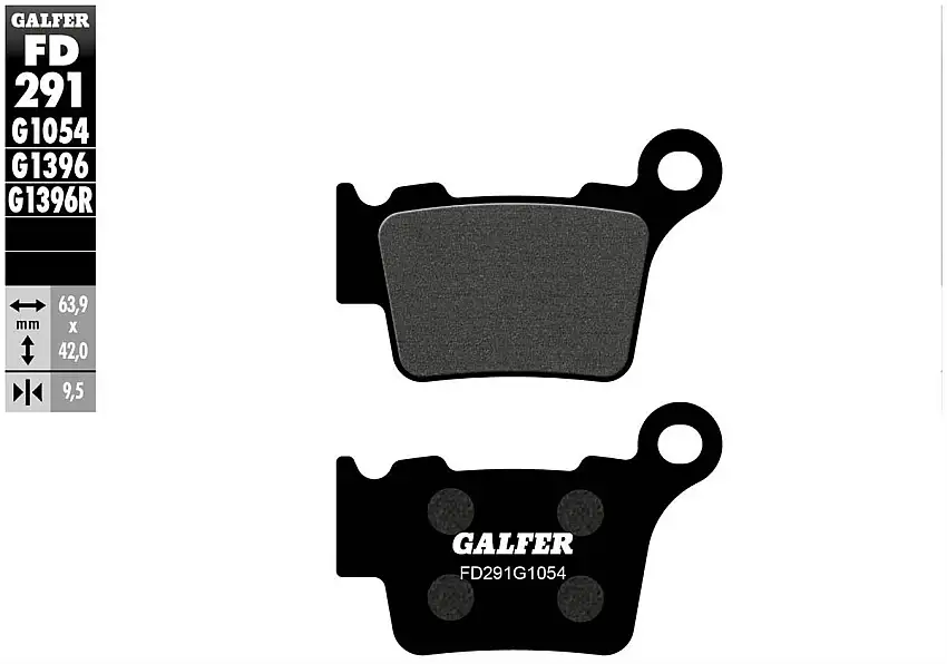 Pastiglie freno posteriori Galfer per KTM 450 MXC 2004 - Mescola G1054 semimetallica FD291G1054