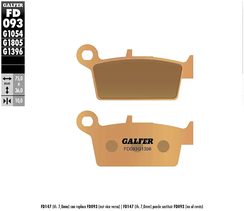 Pastiglie freno posteriori Galfer per sherco 4.5 if 450 2009 - Mescola G1396 sinterizzata offroad FD093G1396
