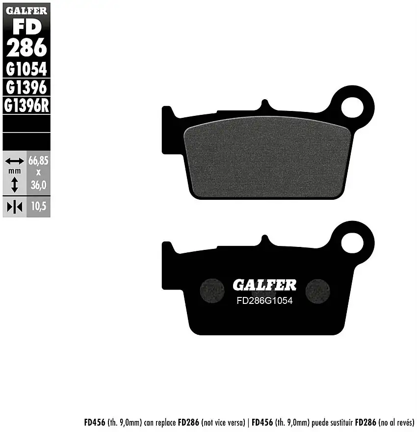 Pastiglie freno posteriori Galfer per TM EN 125 FI 2T 2024 - Mescola G1054 semimetallica FD286G1054