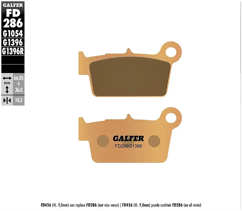 Pastiglie freno posteriori Galfer per TM MX 125 05-15 | 2024 - Mescola G1396 sinterizzata offroad FD286G1396