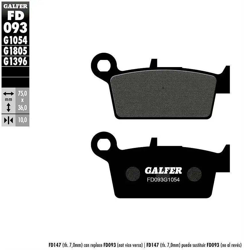 Pastiglie freno posteriori Galfer per Yamaha WRF 400 98-99 - Mescola G1054 semimetallica FD093G1054