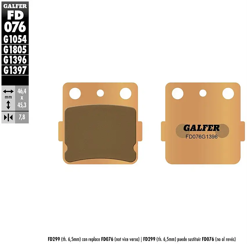 Pastiglie freno posteriori Galfer per yamaha yfz 450 s izq. 03-05 - Mescola G1396 sinterizzata offroad FD076G1396