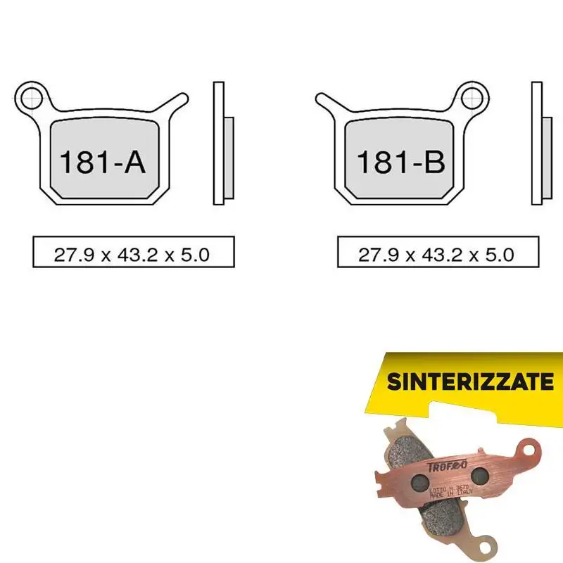 Pastiglie freno posteriori Trofeo by Ognibene per KTM 65 SX 04-08 - Mescola Sinterizzata 01 43018101