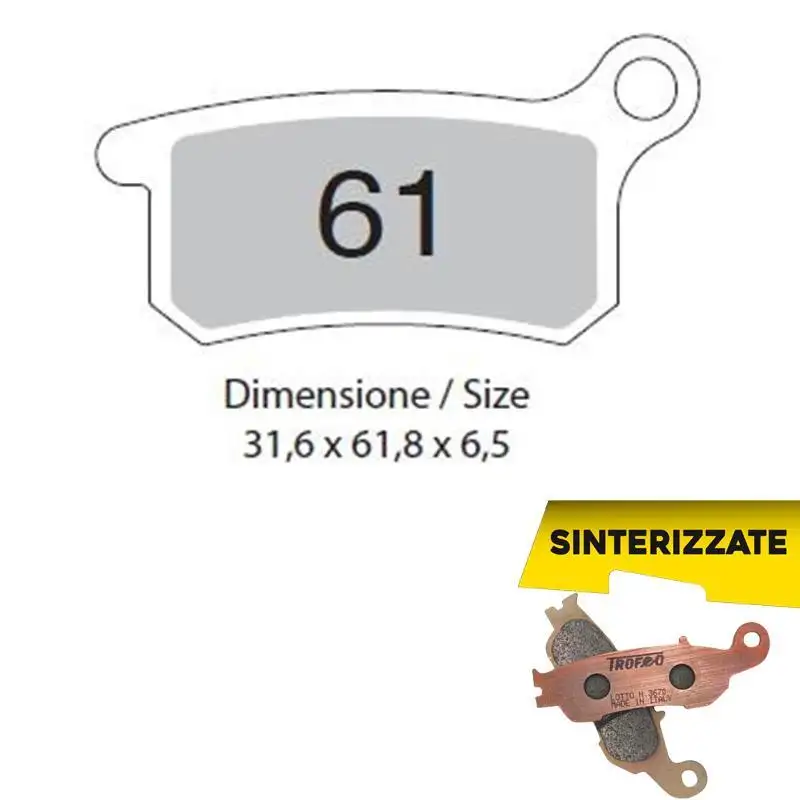 Pastiglie freno posteriori Trofeo by Ognibene per KTM 65 SX 09-20 - Mescola Sinterizzata 01 43006101
