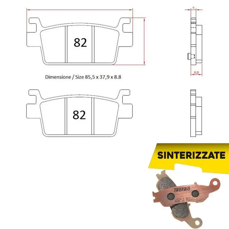 Pastiglie freno posteriori Trofeo by Ognibene per Kymco AK 550 17-25 - Mescola Sinterizzata 01 43008201
