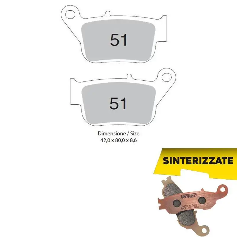 Pastiglie freno posteriori Trofeo by Ognibene per Yamaha X-Max 250 14-25 - Mescola Sinterizzata 01 43005101