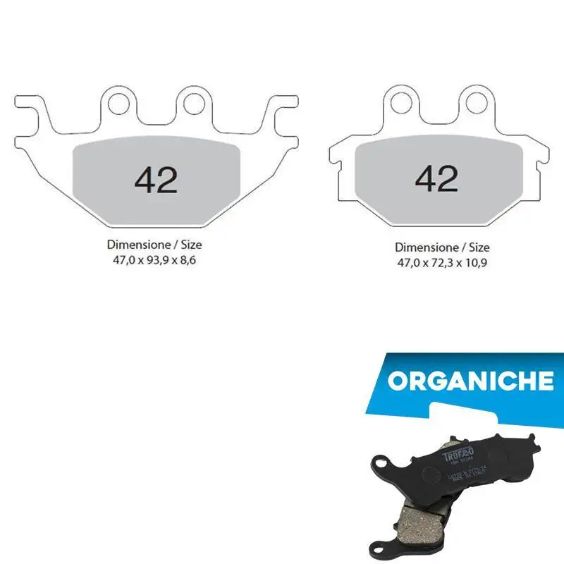 Pastiglie freno posteriori Trofeo by Ognibene per Yamaha YZF 125 R 08-18 - Mescola Organica 00 43004200