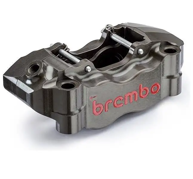 Pinza freno SX Brembo Racing CNC P4 30/34 ricavata dal pieno radiale interasse 100mm (senza pastiglie, per modelli Supermotard)